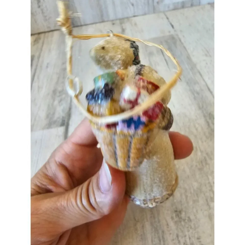 Glitter Santa bag white‎ fruit ornament Xmas tree